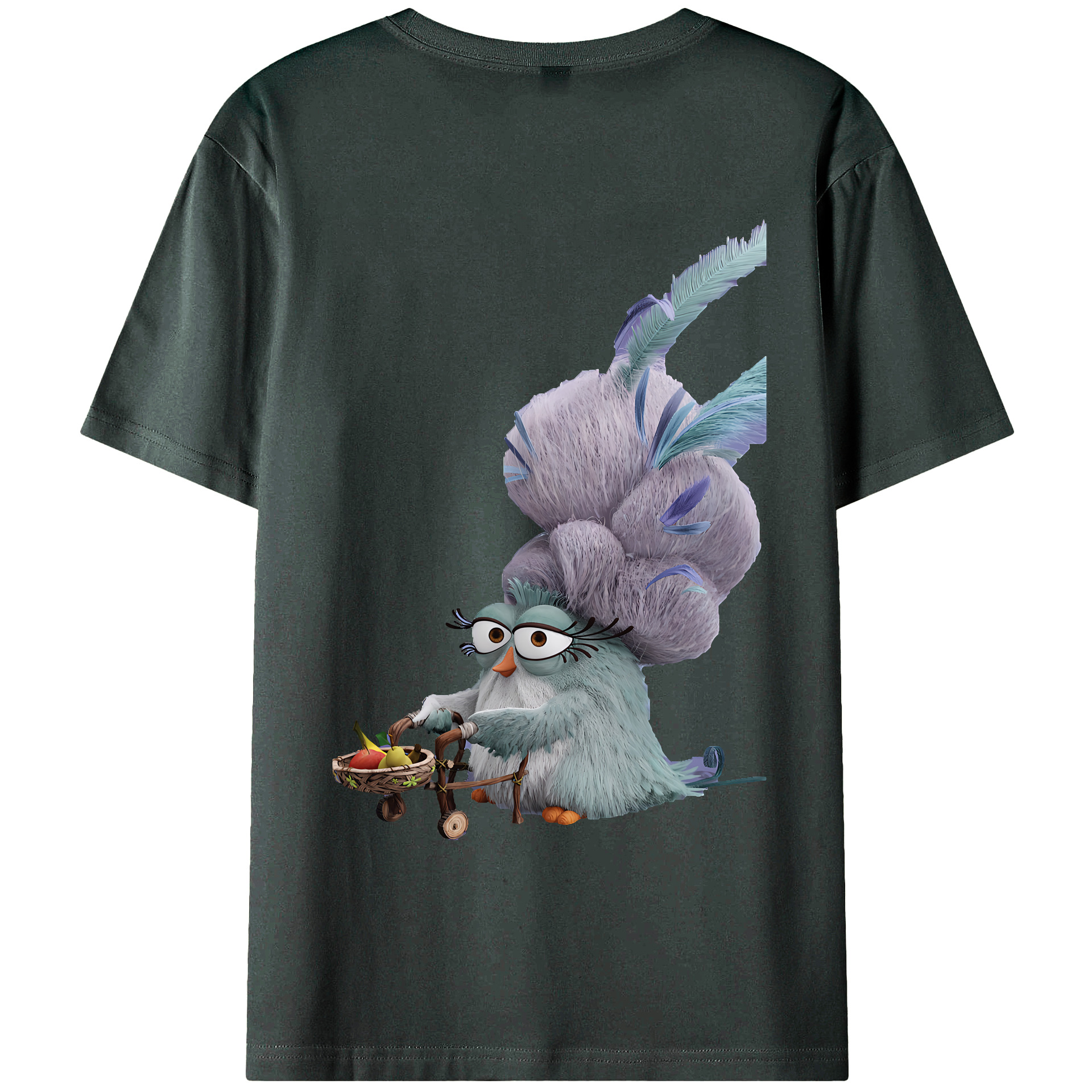 （画像用） Angry Birds アングリーバード 綿100％ メンズ半袖Tシャツ（バックプリント） 通気性